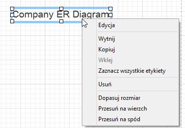 Ustawienia strony Aby zmienić rozmiar papieru, orientację strony oraz marginesy wybierz Plik -> Ustawienia strony. Dodawanie etykiet Etykiety służą zwykle w celu poprawenia czytelności diagramu.