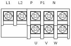 Listwa zacisków siowych dla falowników serii ic5 SV004iC5-1F SV008iC5-1F SV015iC5-1F SV022iC5-1F Zacisk L1 L2 U V W P1 P2 N