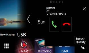 Sterowanie Bluetooth Odbieranie połączenia 1 Dotknąć [ ], by odebrać połączenie telefoniczne lub [ ], by odrzucić połączenie przychodzące. Regulacja głośności słuchawki Nacisnąć przycisk <S> lub <R>.