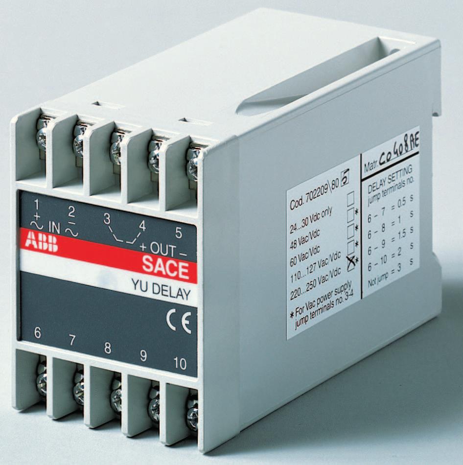 5a Elektroniczne urządzenie zwłoczne (-KFT) 6 Mechaniczna blokada wyzwalacza podnapięciowego Elektroniczne urządzenie zwłoczne należy zamontować na