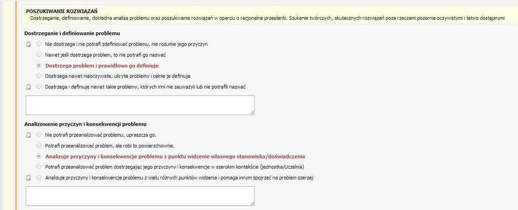 Jesteś na formularzu, gdzie możesz zapoznać się z kryteriami oceny, które dotyczą stanowiska pracy danego pracownika i możesz