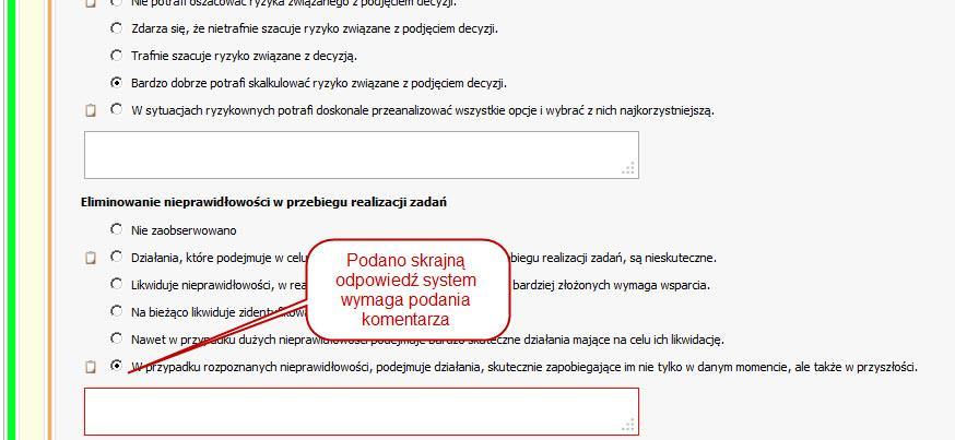 pojawia się symbol poprawności ekranie lewy róg oraz pojawia