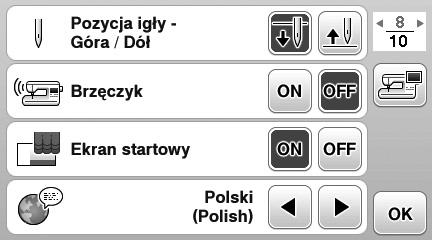Utrzymnie i konserwj j Złóż zzepy pokrywy płytki śiegowej n płyte śiegowej i nsuń pokrywę z powrotem. Zostnie wyświetlony ekrn regulji pnelu dotykowego.