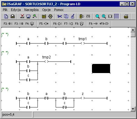 ISGRAF WERSJE 3.4 LUB 3.5 1 1. EDYCJA PROGRAMU W JĘZYKU LD osr rooy edytor Rys. 1. Edytor progrmów w jęyku LD. Edytor powl n edyję progrmów w jęyku LD frgmentmi w jęyku FBD.