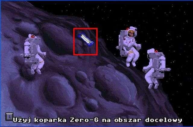 Klikamy na niego, a następnie na miejscu docelowym używamy koparki Zero-G. Z ekwipunku wyjmujemy bombę alfa i umieszczamy na wygładzonym miejscu.