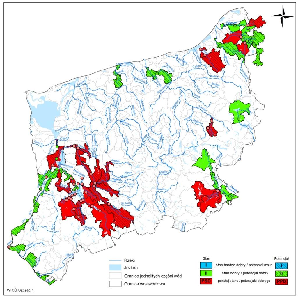 W rezultacie, w zakresie wskaźników biologicznych, do stanu gorszego niż dobry sklasyfikowano wody 7 JCW.