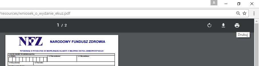 wniosek możemy wydrukować klikając ikonę Drukuj