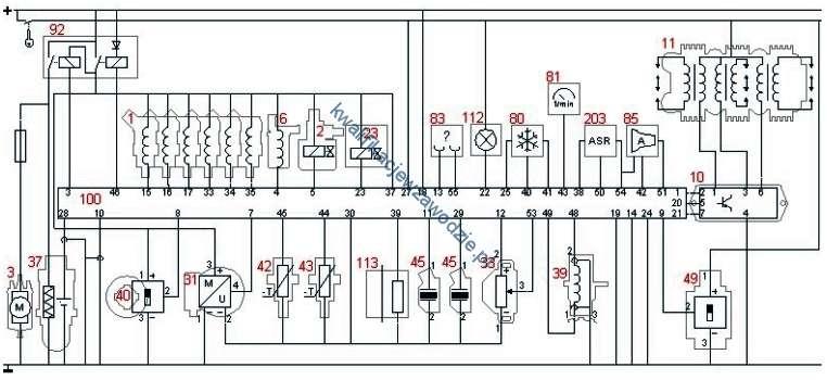 21. Na schemacie elektrycznym numerem 33 znaczn czujnik temperatury, tlenu. spalania stukweg, płżenia przepustnicy. 22. P włączeniu świateł mijania żadna z żarówek H1 nie świeci.