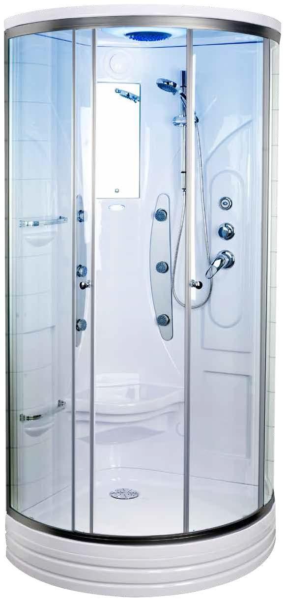 Kabina 5305 Narożna kabina prysznicowa 5305 zmieści się nawet w niewielkiej łazience - długość jej boków to 80 x 80 cm.