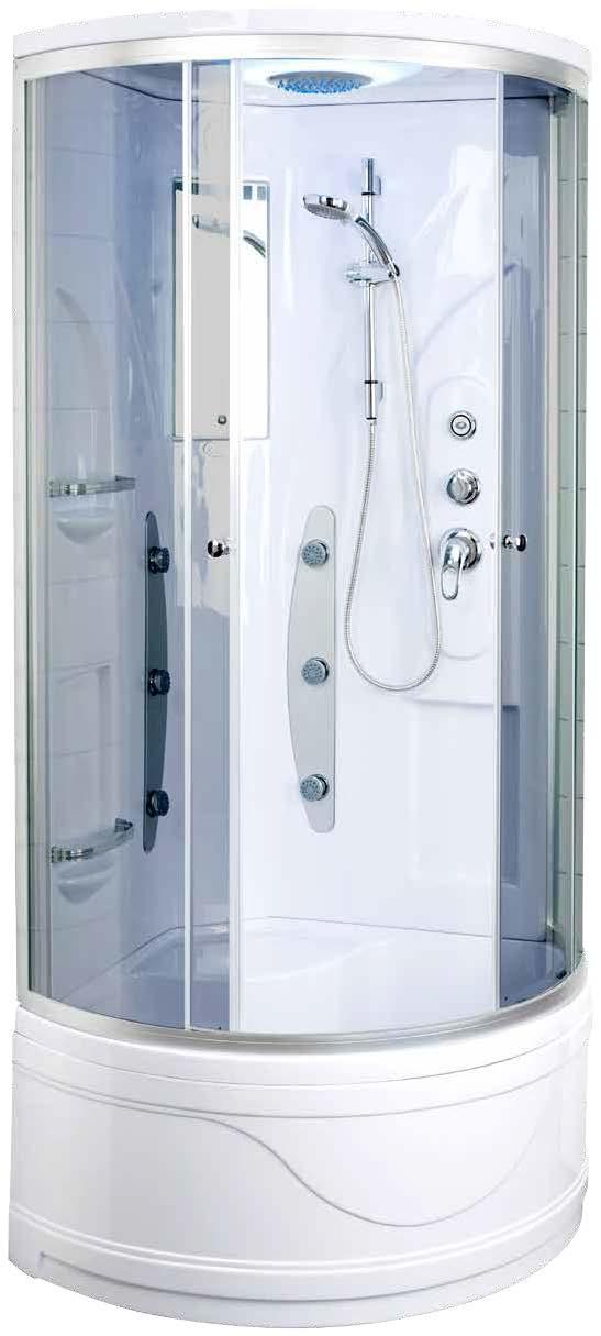 Kabina 5307 Narożna kabina prysznicowa 5307 zmieści się nawet w niewielkiej łazience - długość jej boków to 80 x 80 cm.
