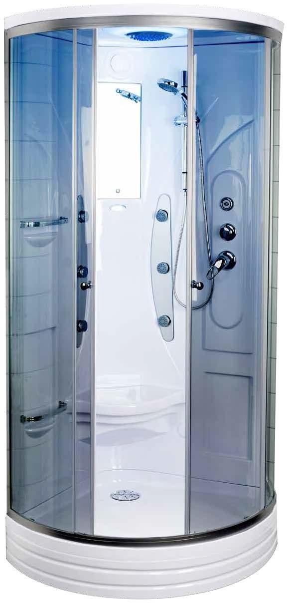 Kabina 5308 Narożna kabina prysznicowa 5308 zmieści się nawet w niewielkiej łazience - długość jej boków to 80 x 80 cm.
