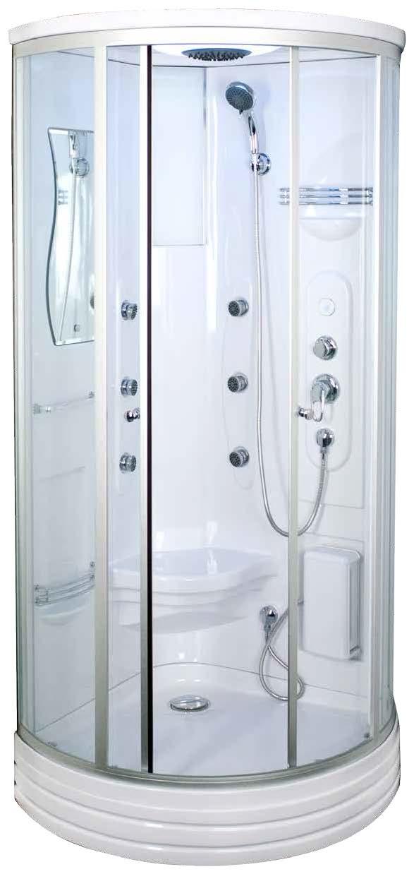Kabina 6005 Narożna kabina prysznicowa 6005 zmieści się nawet w niewielkiej łazience - długość jej boków to 80 x 80 cm.