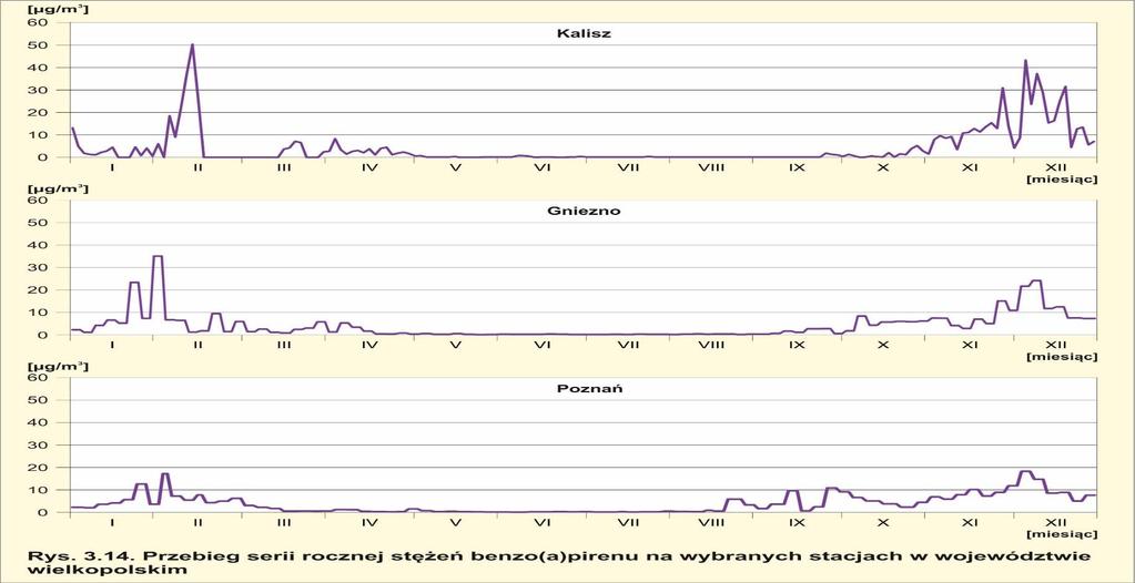 Przebieg serii pomiarowych benzo(a)pirenu na