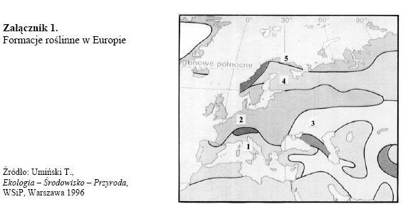 2. Roślinność jest przeważnie niska: karłowate wierzby, brzozy, mchy i porosty. 3. Formacja leśna dla której typowymi przedstawicielami są drzewa iglaste: świerk, sosna, jodła i modrzew. 4.