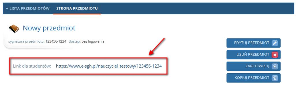 Dostęp dla studentów Studentom, którzy mają korzystać z zasobów Niezbędnika, należy podać prowadzący do niego link.