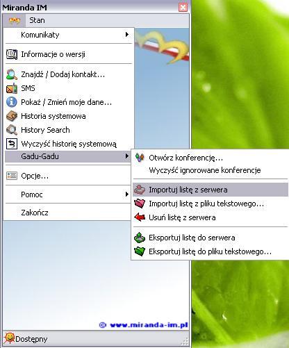 e. Do pełni szczęścia należy zaimportować listę kontaktów z serwera, bądź utworzonej wcześniej