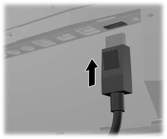 3. Jeżeli dodajesz drugi monitor ze złączem DisplayPort, podłącz jeden koniec kabla DisplayPort bezpośrednio do złącza DisplayPort tyłu komputera, a jego drugi