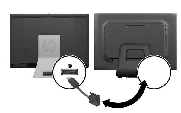 4. Jeżeli drugi monitor nie ma złącza DisplayPort, należy podłączyć przejściówkę wideo DisplayPort do złącza DisplayPort komputera.