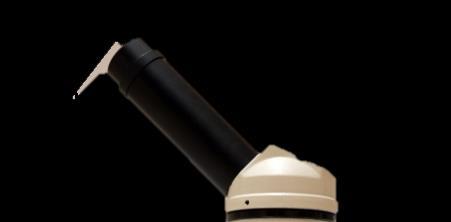 Jeśli na stoliku przedstawionego na zdjęciu mikroskopu umieścimy narysowaną na szkiełku podstawowym małą strzałkę skierowaną
