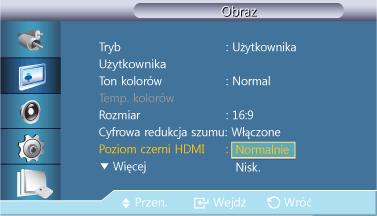 Dost. wyśw. LCD Włącza Cyfrową redukcję szumów Wył./Włączone. Funkcja redukcji szumów umożliwia uzyskanie wyraźniejszego i ostrzejszego obrazu. 1. Wył. 2.