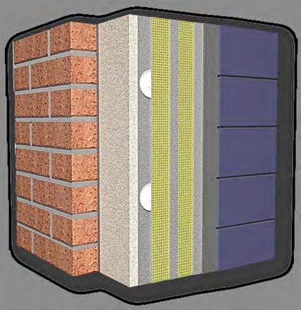 Atlas Ceramik Klej do styropianu Termoizolacja Płyty EPS/XPS Warstwa zbrojona Klej do płytek Okładzina ceramiczna (płytki) Spoina okładziny ceramicznej Systemy na styropianie System ATLAS CERAMIK