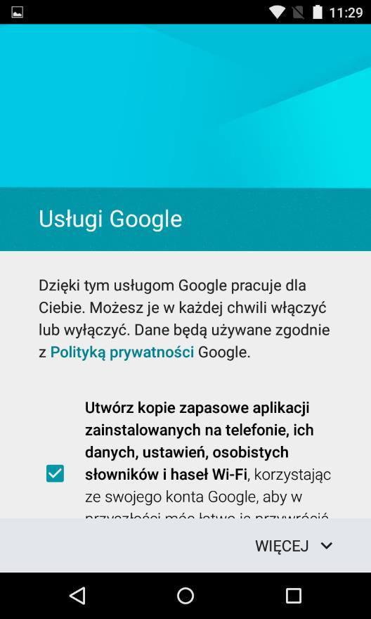 Zaznaczenie opcji tworzenia kopii zapasowej