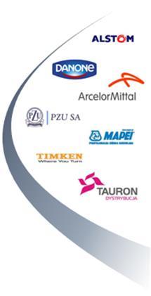 NASZE DOŚWIADCZENIE Szkolimy m.in.: ArcelorMittal Poland S.A., AEGON Polska S.A., Atlas Copco Polska Sp. z o.o., Aperam Stainless Services and Solutions Poland Sp. z o.o., Browar Żywiec S.A., Caterpillar Poland Sp.