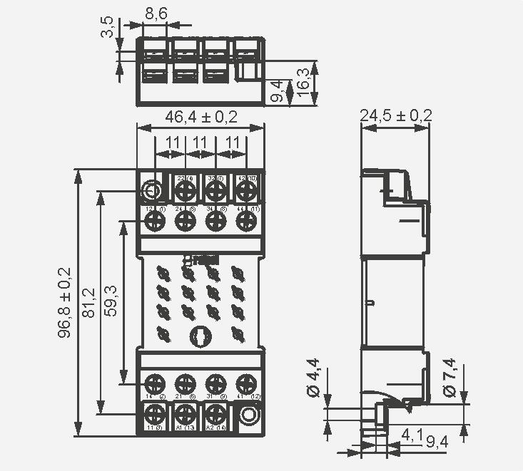 moment dokręcenia zacisku: 0,7 Nm Montaż na