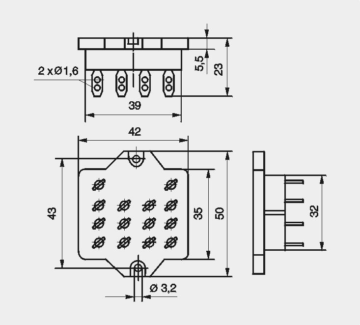 Gniazda i akcesoria GZ14Z Z zaciskami śrubowymi Maksymalny moment dokręcenia zacisku: 0,7 Nm Montaż na