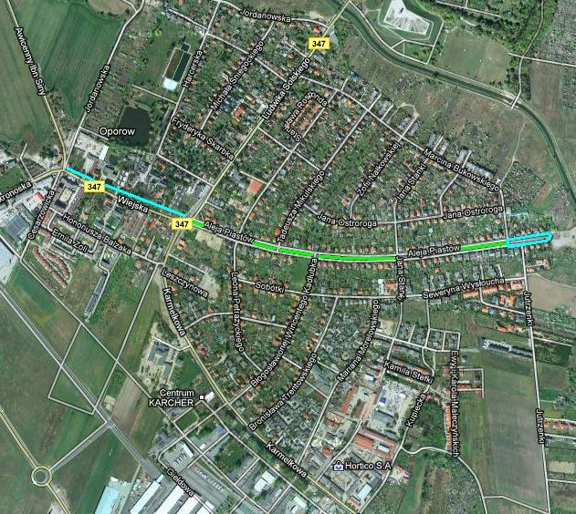 strona 19 / 33 T16 - Wiejska, Piastów - ul. Wiejska występowanie ścieżki w stosunku do jezdni nawierzchnia minusy - al.