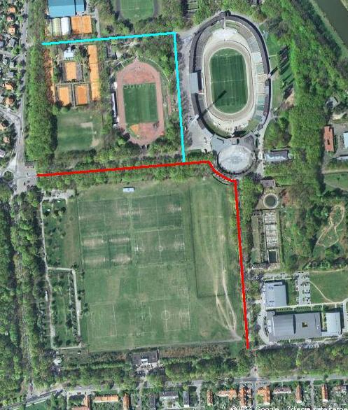 strona 22 / 33 T19 (Stary) Stadion Olimpijski drogi dojazdowe do Stadionu + okolice (parkingi, place) występowanie ścieżki w stosunku do