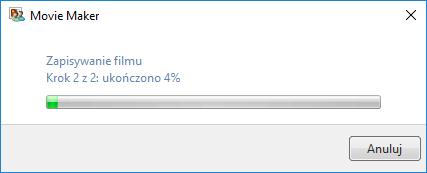 51 Pasek postępu generowania pliku z filmem Czas przygotowywania filmu może być długi i oczywiście zależy od długości samego filmu.
