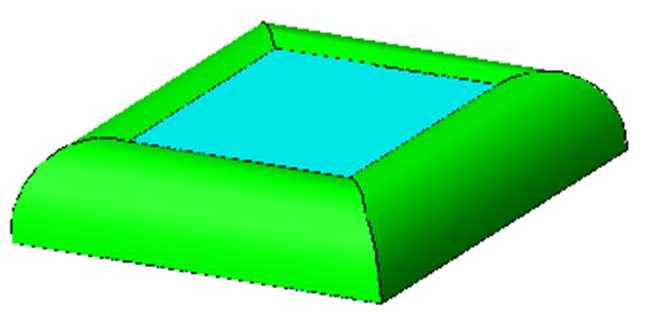 4. Celem jest narysowanie podstawy lampy, która składa się z dwóch równoległych kwadratowych powierzchni ( o wymiarach 100x100 - "dół" i 60x60 - "góra") odległych od siebie o 20 jednostek.