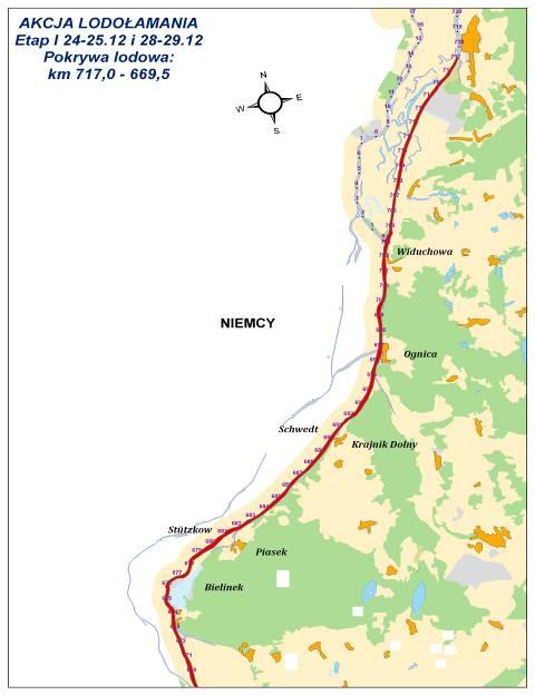 Przebieg akcji lodołamania 2009-2010 na granicznym odcinku rzeki Odry ETAP I Rejon