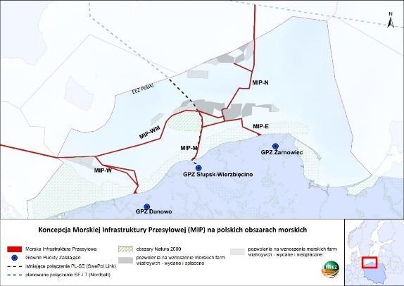 Baltic InteGrid kontekst Polski (1) Potencjał MEW - 6 GW do roku 2030 szacunki FNEZ i EY potwierdzone w Raporcie McKinsey & Co.