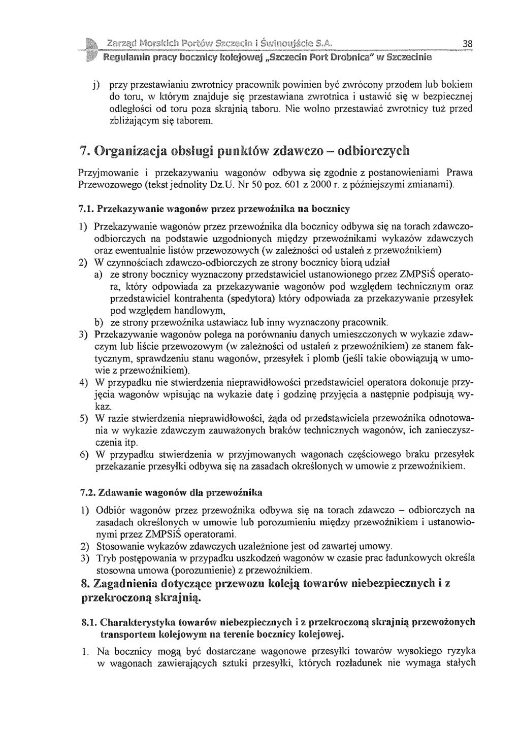 Zarząd Morslcicli Portów Szczeci o i Świnoujście S.A, Regulamin prac?