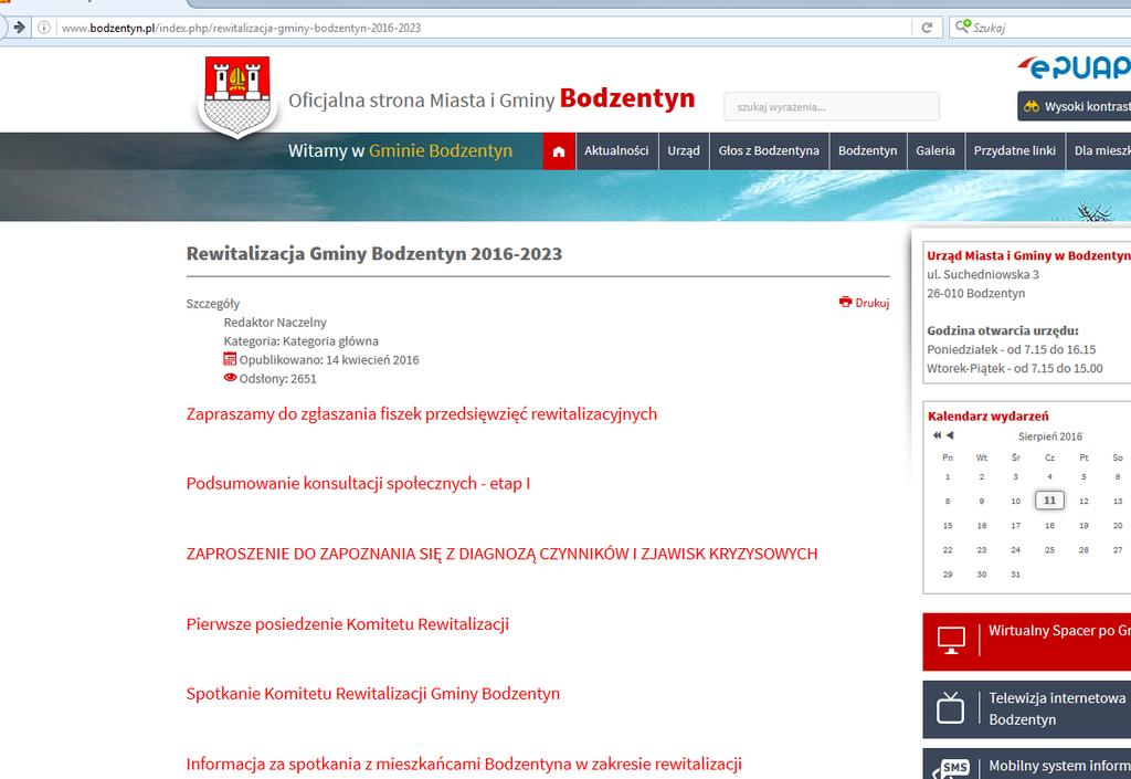 przyjmowanie sprawozdań z realizacji Programu Rada Miejska, publikacja na www sprawozdań z realizacji Programu, spotkania Komitetu Rewitalizacji ocena jak wdrażane są poszczególne przedsięwzięcia