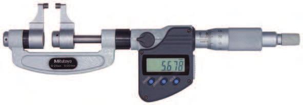 Mikrometr szczękowy Digimatic Seria 343 Mikrometr Digimatic o szczękach suwmiarkowych został zaprojektowany specjalnie do pomiarów w trudno dostępnych miejscach.