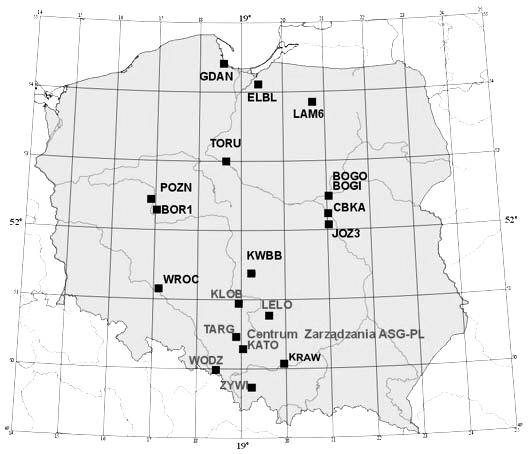 94 ACTA SCIENTIFICA ACADEMIAE OSTROVIENSIS Rysunek 1.Rozmieszczenie stacji referencyjnych udostępnionych w systemie ASG-PL w Polsce.