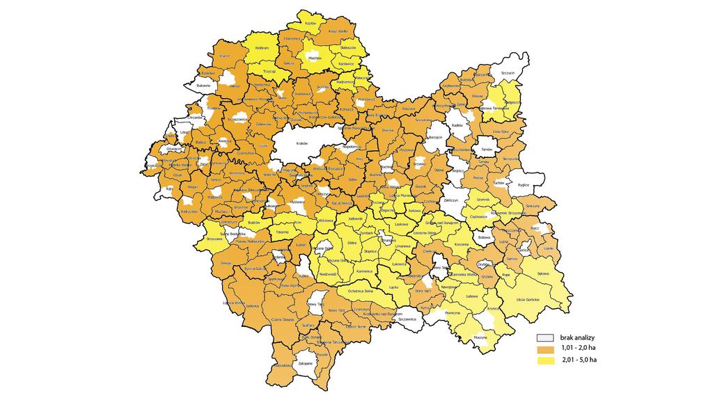 Beata Szafrańska Source: Self-reported study Rysunek 1. Liczba gmin w powiatach, o dominujących gospodarstwach. Figure 1.