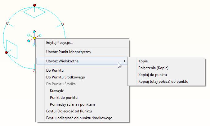 Tworząc kopie lub połączenia kopii, należy użyć przycisku [P], aby utworzyć punkt, w którym ma być wykonana kopia egzemplarza,