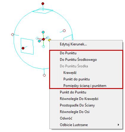 Pierwsze trzy opcje "Do" w menu kontekstowym umożliwiają spozycjonowanie