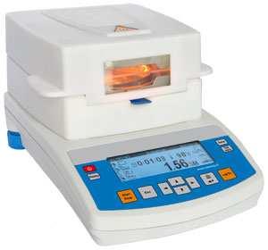 Wagosuszarka Komora suszenia Waga elektroniczna Obciążenie maksymalne wagosuszarki wynosi 50 g /0,1 mg (60 g /1 mg).