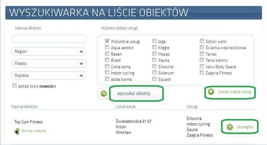 OBIEKTY I USŁUGI DOSTĘPNE W RAMACH KARNETU Usługi dla dzieci do lat 15: www.oksystem.