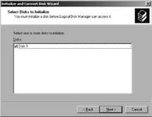 W tym miejscu, kliknąć disk management w lewej kolumnie pod storage. Pojawi się następujący ekran: Kliknąć Next.