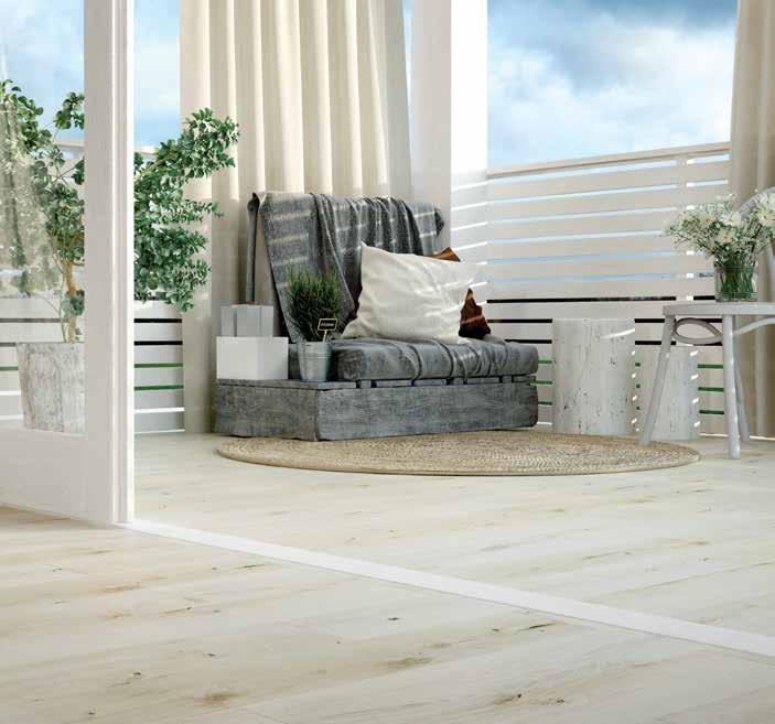 TONACJA JASNA SALON Z WERANDĄ GRESY CLASSIC OAK WHITE Jasne płytki