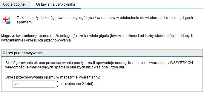 Screenshot 117: Opcje spamu karta Opcje ogólne 2.