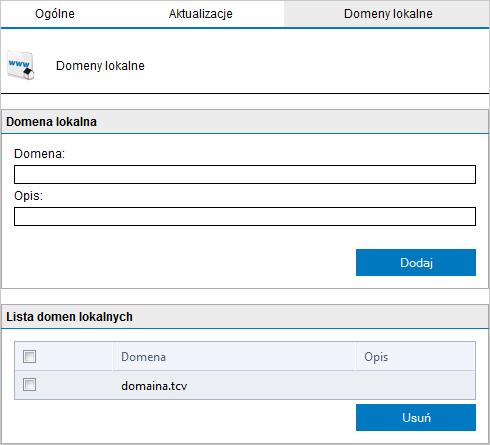 9.4 Domeny lokalne Screenshot 131: Lista domen lokalnych Program GFI MailEssentials wymaga zdefiniowania listy domen lokalnych, aby możliwe było rozróżnianie przychodzących, wychodzących i