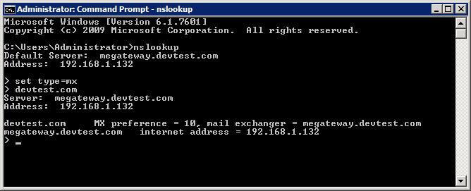 Screenshot 4: Weryfikowanie rekordu MX serwera DNS 4. Przetestuj nowy serwer przekazujący pocztę.