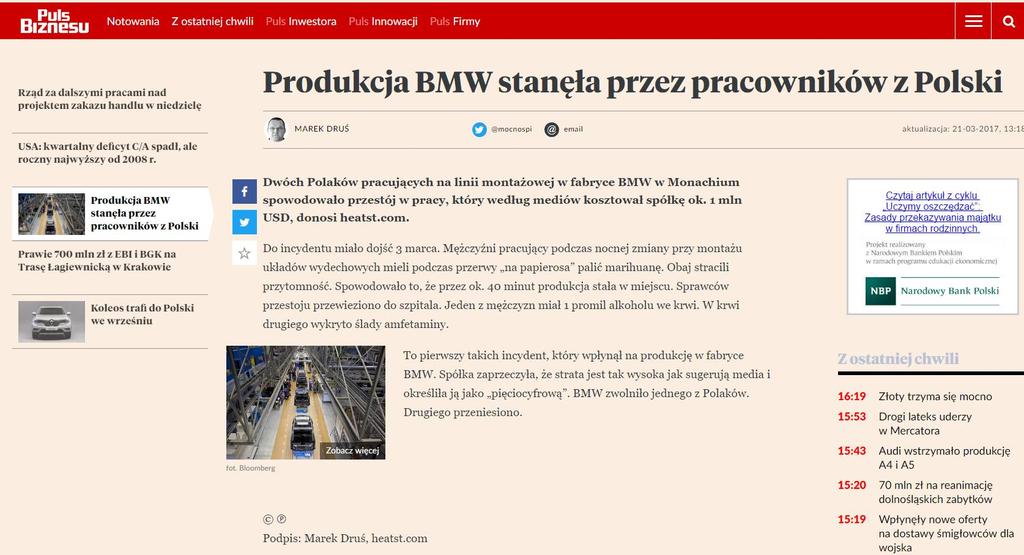 Produkcja BMW stanęła przez